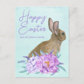 Mooie Bunny Rabbit Pastel Floral Happy Pasal Briefkaart (Voorkant)