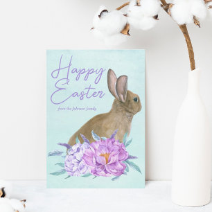 Mooie Bunny Rabbit Pastel Floral Happy Pasal Feestdagenkaart