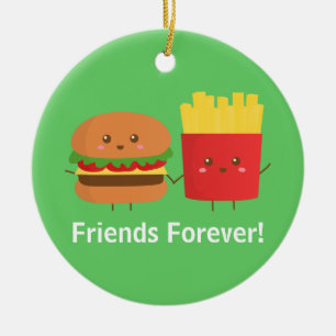Mooie Burger en Frites, Vrienden voor Altijd Keramisch Ornament
