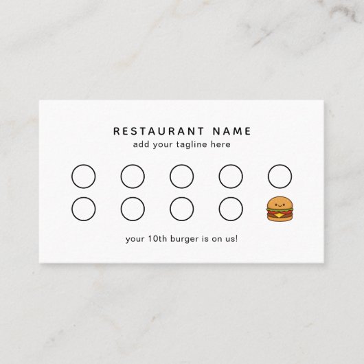 Mooie Burger Restaurant Klantenkaartje (Voorkant)