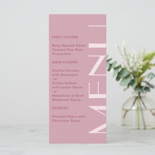 Mooie Burgundy Big Type Weddenschap Menu (Staand voorkant)