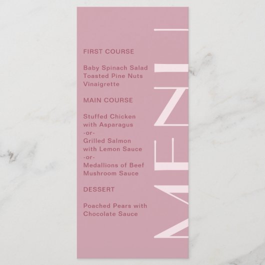 Mooie Burgundy Big Type Weddenschap Menu (Voorkant)