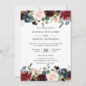 Mooie Burgundy Blush Floral Wedding Kaart (Voorkant)