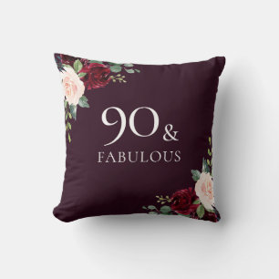 Mooie Burgundy Blush Waterverf 90th Birthday Kussen