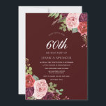 Mooie Burgundy Flowers 60th Birthday Invite Kaart<br><div class="desc">Mooie Burgundy Flowers 60th Birthday Invite Bekijk passend collectie in Niche en Nest Store</div>