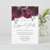 Mooie Burgundy Maroon Rozen Engagement Party Kaart (Staand voorkant)