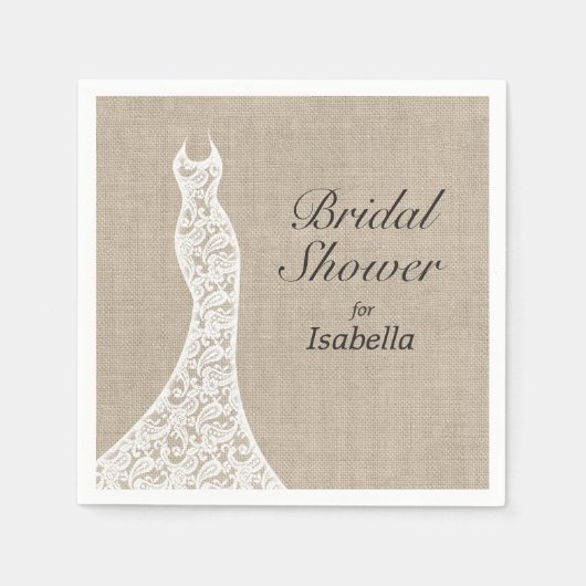 Mooie Burlap Vrijgezellenfeest servet (Voorkant)