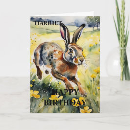 Mooie Buttercups Haas Verjaardag Kaart (bewerkbaar