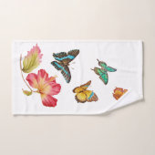 Mooie Butterflies en kleurrijke Roze Hibiscus Handdoek (Handdoek)