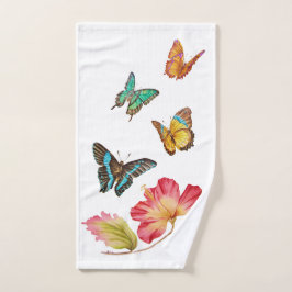 Mooie Butterflies en kleurrijke Roze Hibiscus Handdoek