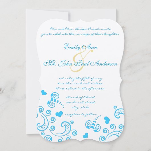 Mooie Butterflies en Swirl Wedding Invitation Kaart (Voorkant)