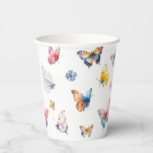 Mooie Butterflies Girlfeest Papieren Bekers (Achterkant)