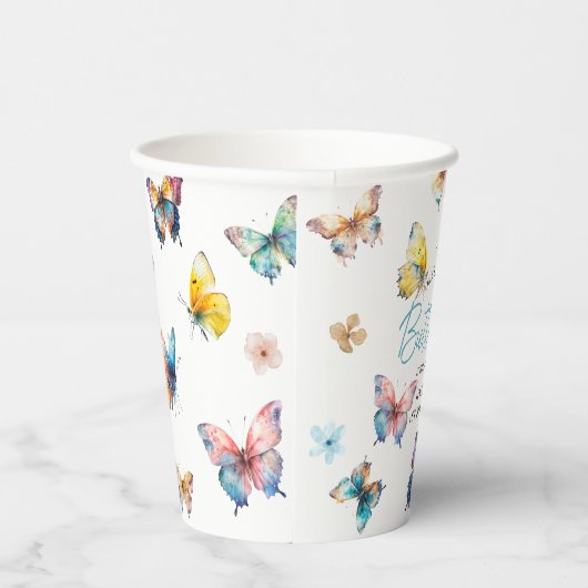 Mooie Butterflies Girlfeest Papieren Bekers (Rechts)
