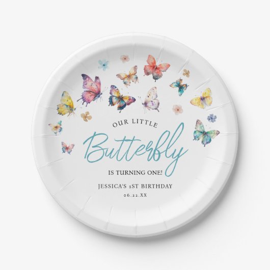 Mooie Butterflies Girlfeest Papieren Bordje (Voorkant)