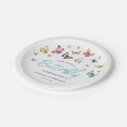 Mooie Butterflies Girlfeest Papieren Bordje (Gekanteld)