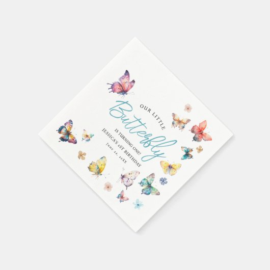Mooie Butterflies Girlfeest Servet (Hoek)
