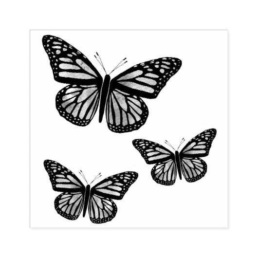 Mooie Butterflies Monarchs Hand Drawn Rubberstempel (Afrduk)