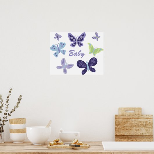 Mooie Butterflies Nursery Poster (Keuken)