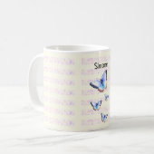 Mooie Butterflies op Bokeh met naam Koffiemok (Voorkant links)