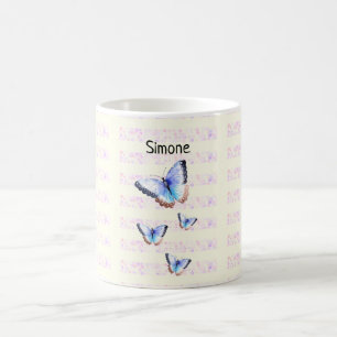 Mooie Butterflies op Bokeh met naam Koffiemok