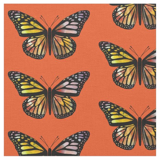 Mooie Butterflies Pattern Monarch Waterverf Stof (Close Up)