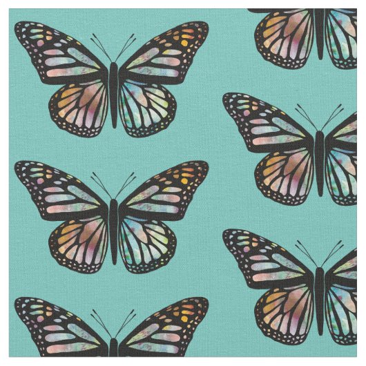 Mooie Butterflies Pattern Monarch Waterverf Stof (Close Up)