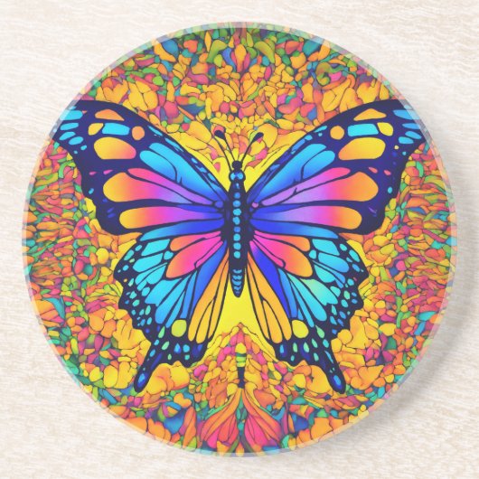 Mooie Butterfly Design Zandsteen Onderzetter (Voorkant)