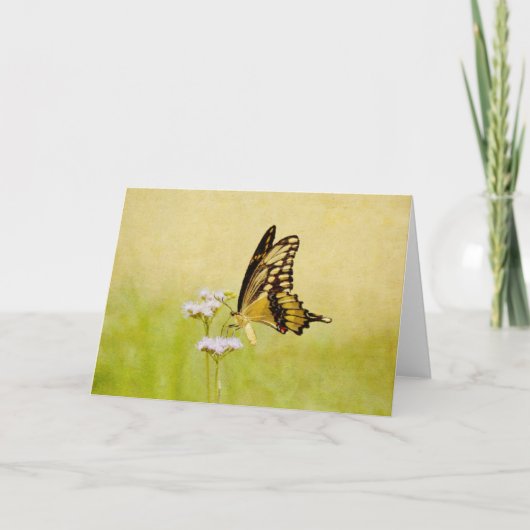 Mooie Butterfly en Flower Art-scriptkaart Kaart (Voorkant)
