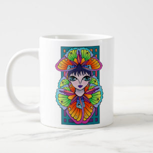 Mooie Butterfly Girl Custom-Cut Vinyl Sticker Grote Koffiekop