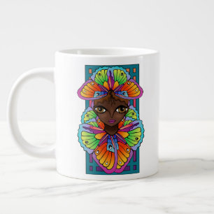 Mooie Butterfly Girl Custom-Cut Vinyl Sticker Grote Koffiekop