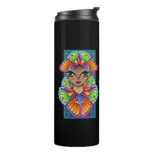 Mooie Butterfly Girl Custom-Cut Vinyl Sticker Thermosbeker