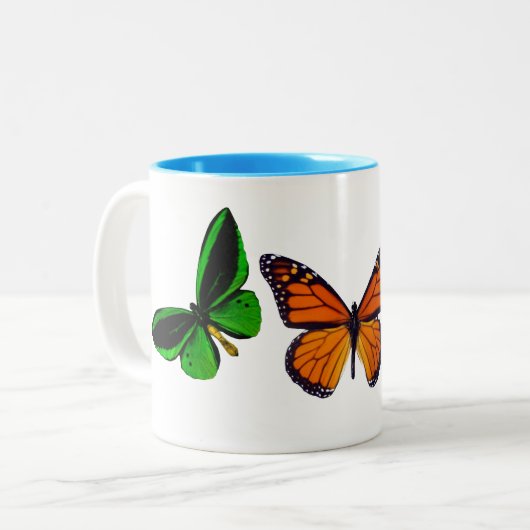 Mooie Butterfly-Mok Tweekleurige Koffiemok (Voorkant links)