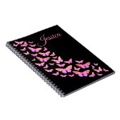 Mooie Butterfly Pattern roze monogram naam Notitieboek (Rechterzijde)