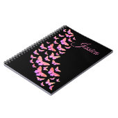 Mooie Butterfly Pattern roze monogram naam Notitieboek (Linkerzijde)