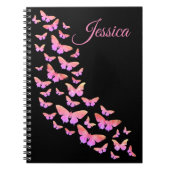Mooie Butterfly Pattern roze monogram naam Notitieboek (Voorkant)