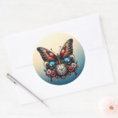 Mooie Butterfly Pocket horloge en bloemen Ronde Sticker (Envelop)