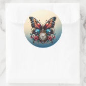 Mooie Butterfly Pocket horloge en bloemen Ronde Sticker (Tas)