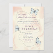Mooie, Butterfly verjaardagsfeestje uitnodigingen (Voorkant)