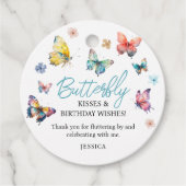Mooie Butterfly Waterverf Girl's Birthday Bedankjes Labels (Voorkant)