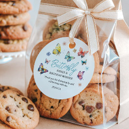 Mooie Butterfly Waterverf Girl's Birthday Bedankjes Labels