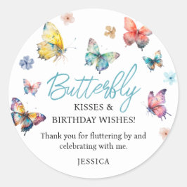 Mooie Butterfly Waterverf Girl's Birthday Ronde Sticker