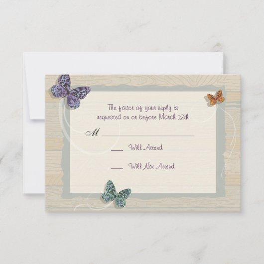 Mooie Butterfly Wedding Matching RSVP (Voorkant)