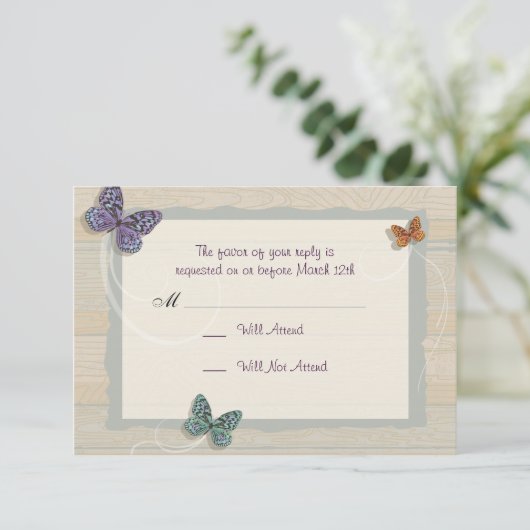 Mooie Butterfly Wedding Matching RSVP (Staand voorkant)