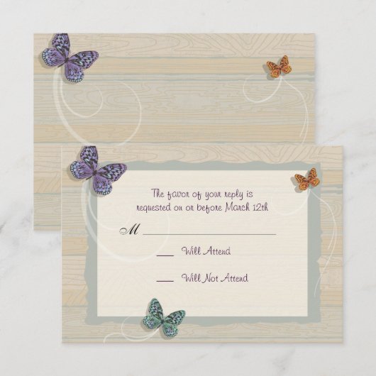 Mooie Butterfly Wedding Matching RSVP (Voorkant / Achterkant)