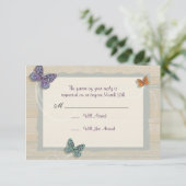 Mooie Butterfly Wedding Matching RSVP Kaartje (Staand voorkant)