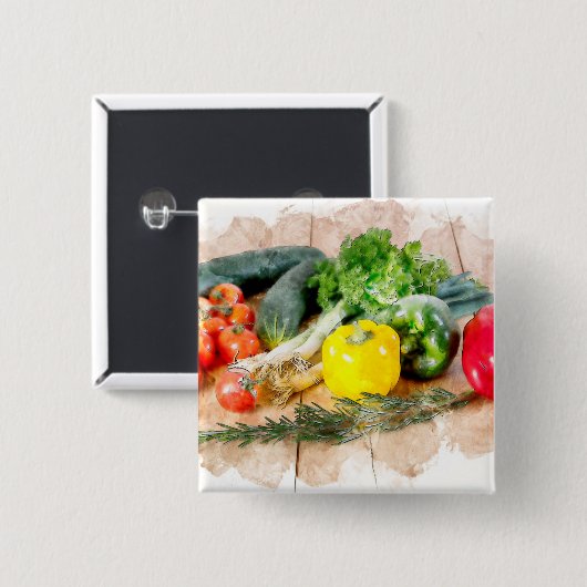 Mooie Button van Pin - verse groenten (Voorkant /achterkant)