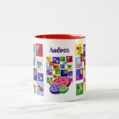 Mooie Buttonnen Tweekleurige Koffiemok (Center)