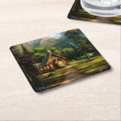 Mooie Cabine in de bergen Fine Art Kartonnen Onderzetters (Schuin)