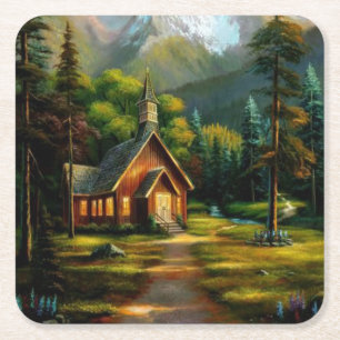 Mooie Cabine in de bergen Fine Art Kartonnen Onderzetters