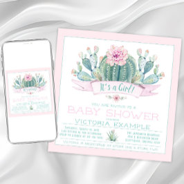 Mooie Cactus Baby Shower Uitnodigingen